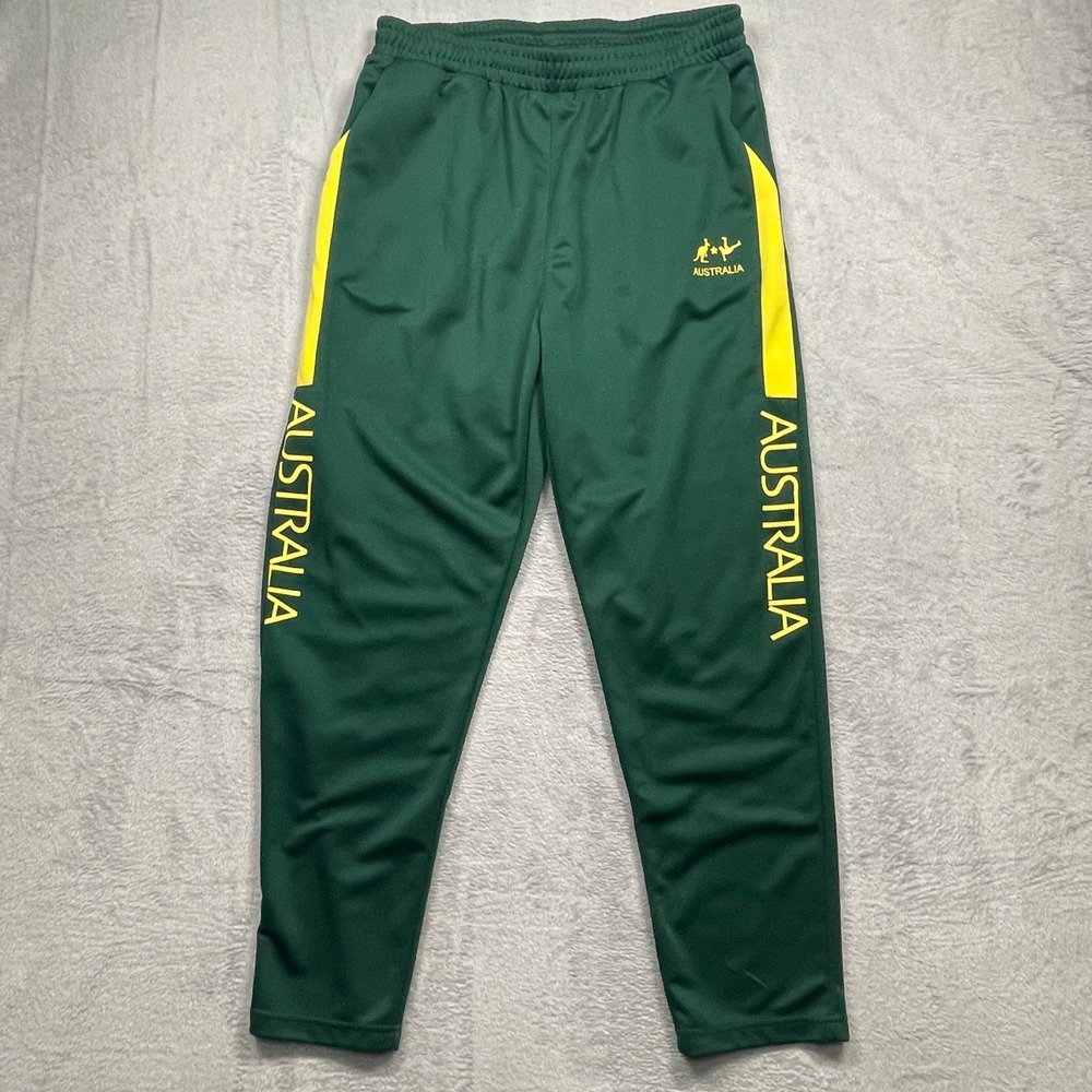 Australia Track Pants Men L Green Graphic Joggers breakdancecostume.com